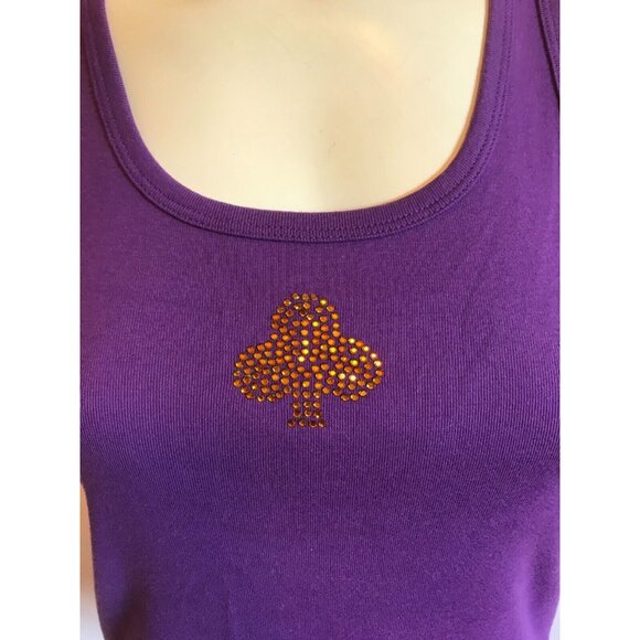 Tory Burch Purple Jeweled Cloverleaf Tank Top, Size XS - Picture 2 of 8